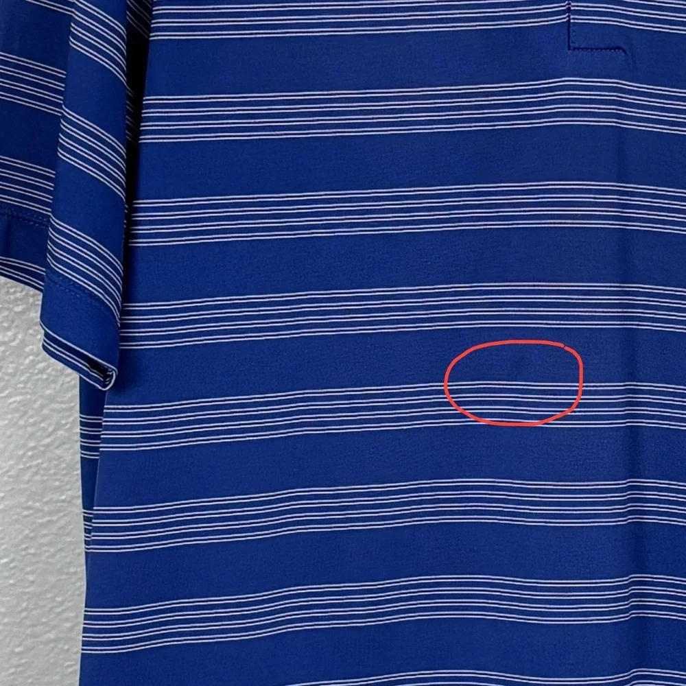 Nike Golf Dri-FIT Tour Performance‎ Blue Stripe Polo Shirt Mens Large
